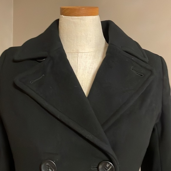 NWT LAND’S END women’s black double breasted Wool Cashmere Pea Coat / jacket 2P - Picture 2 of 14